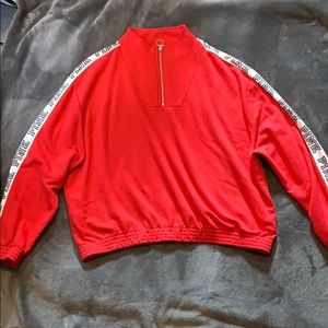 red quarter zip from Pink
